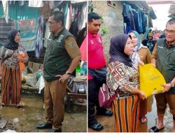 Kadis Sosial Lampung Aswarodi Tinjau Lokasi Banjir di Kelurahan Rajabasa Bandarlampung, dan Serahkan Bantuan